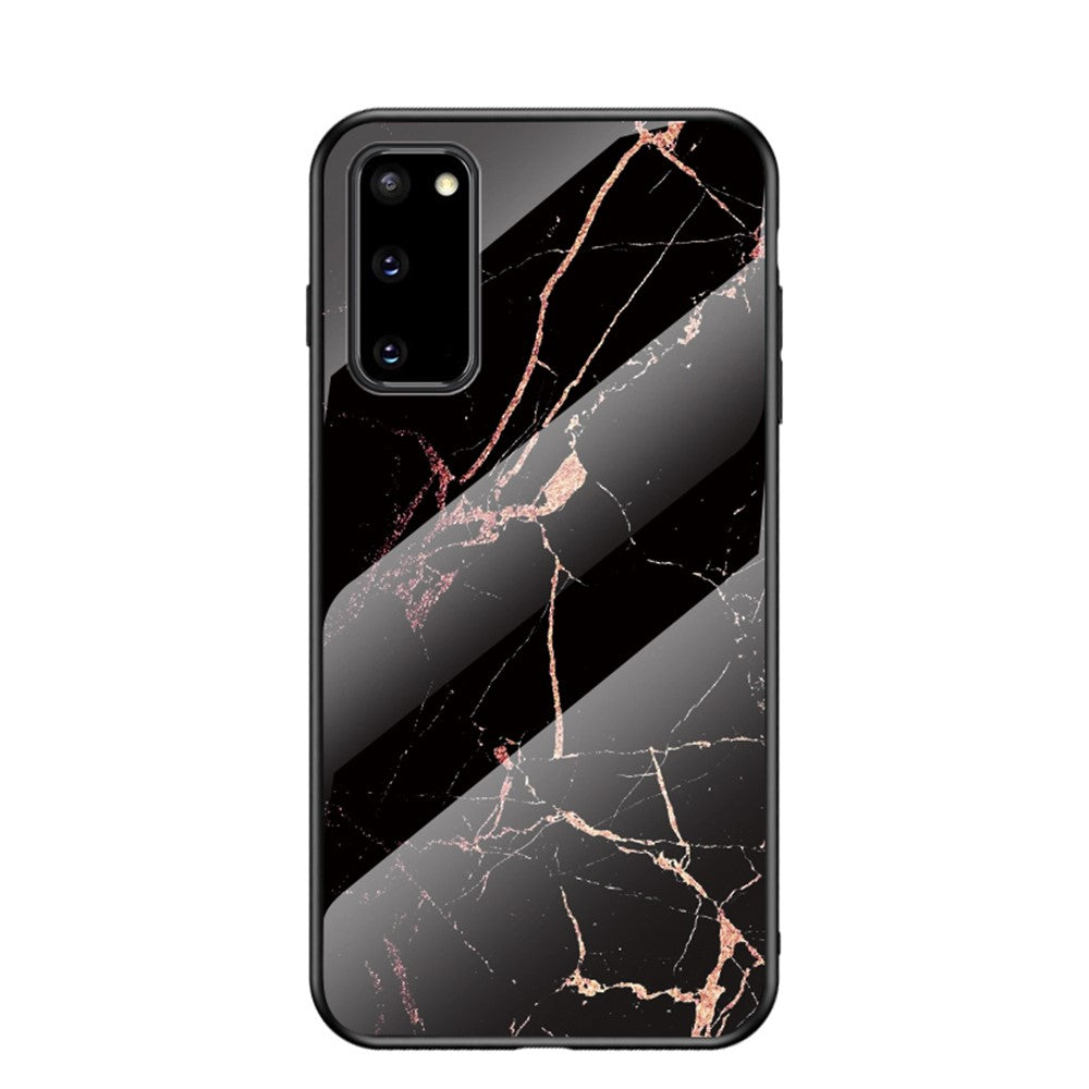Marble Grain Pattern Tempered Glass PC + TPU Phone Case for Samsung Galaxy S20 4G/S20 5G