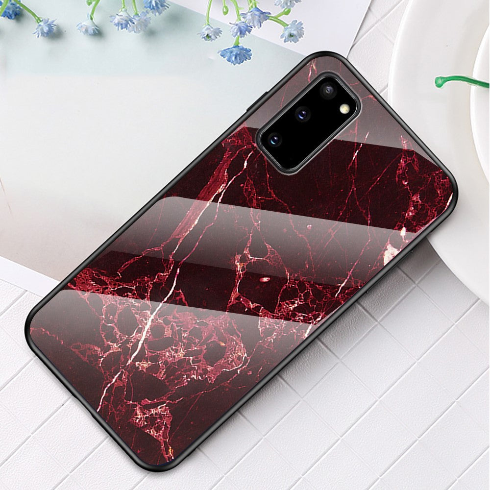 Marble Grain Pattern Tempered Glass PC + TPU Phone Case for Samsung Galaxy S20 4G/S20 5G