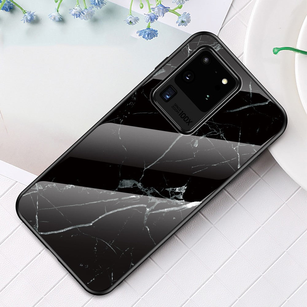 Mønstret hærdet glas cover PC + TPU hybrid cover til Samsung Galaxy S20 Ultra