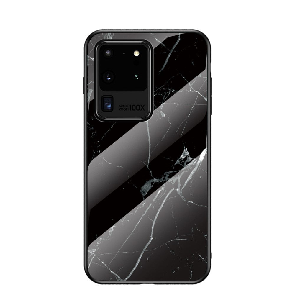 Marble Pattern Tempered Glass Case PC + TPU Hybrid Cover for Samsung Galaxy S20 Ultra