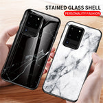 Marble Pattern Tempered Glass Case PC + TPU Hybrid Cover for Samsung Galaxy S20 Ultra