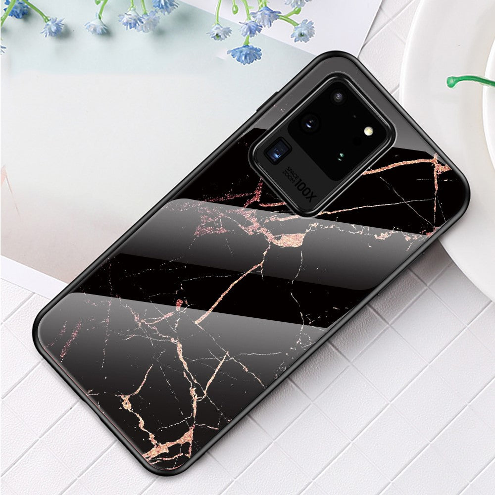 Marble Pattern Tempered Glass Case PC + TPU Hybrid Cover for Samsung Galaxy S20 Ultra