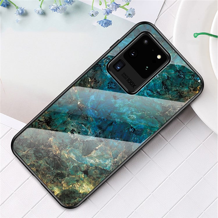 Marble Pattern Tempered Glass Case PC + TPU Hybrid Cover for Samsung Galaxy S20 Ultra