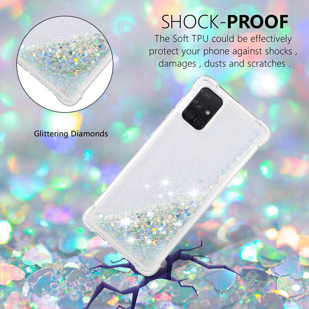 Flydende Glitter Puder Kviksand Stødsikkert TPU Cover til Samsung Galaxy A71