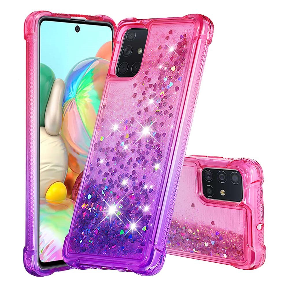 TPU-mobilcover til Samsung Galaxy A71 med gradient-glimmerpulver og quicksand-effekt