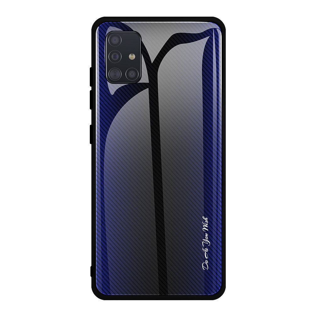 Carbon Fiber Texture Glass Back + TPU Combo Shell Case for Samsung Galaxy A51