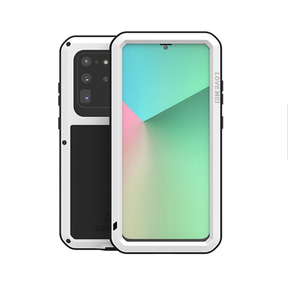 LOVE MEI Stødsikkert mobiltelefoncover Støvtæt silikone+metal telefoncover til Samsung Galaxy S20 Ultra