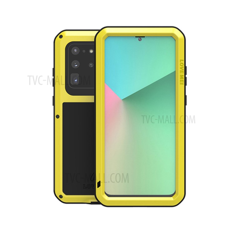 LOVE MEI Shockproof Mobile Phone Covering Dust-proof Silicone+Metal Phone Shell for Samsung Galaxy S20 Ultra