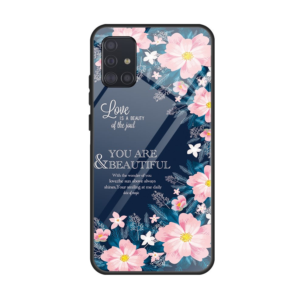 Printende overflade glasbagside + TPU-mobilcover til Samsung Galaxy A71