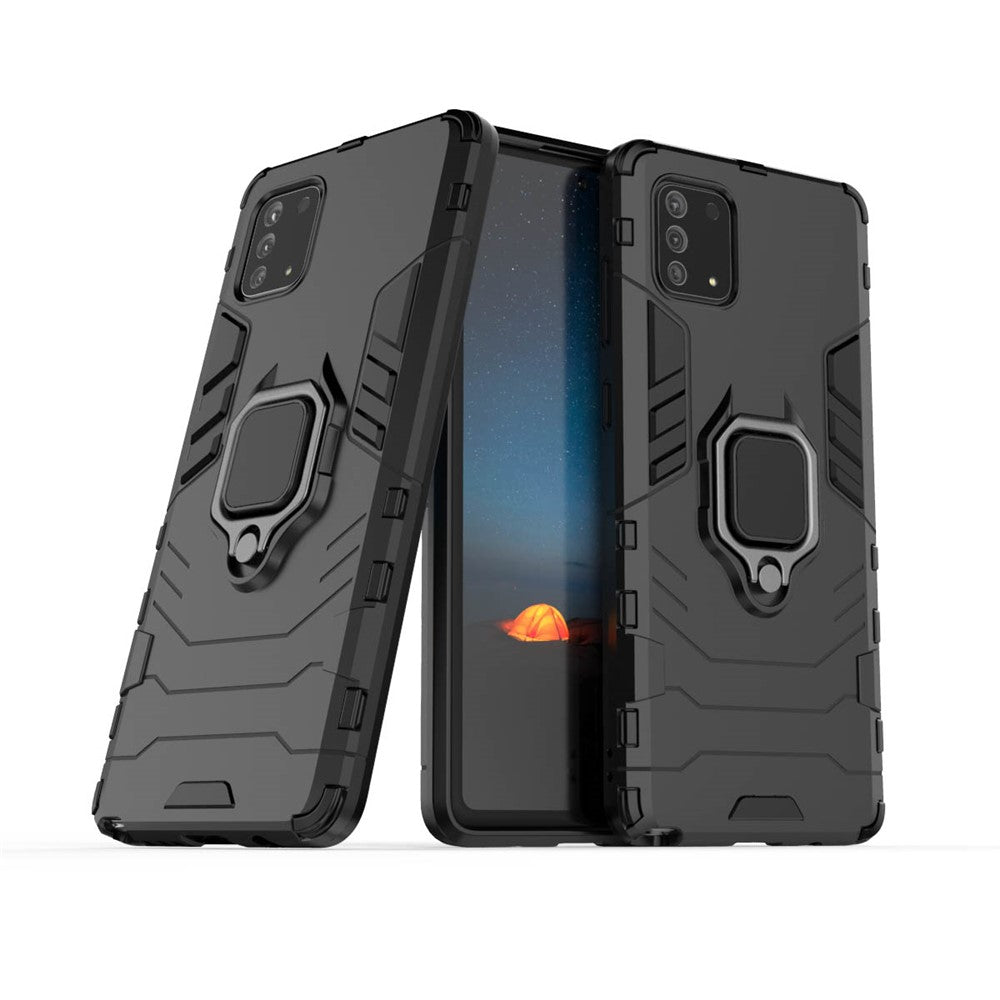 With Ring Holder Kickstand PC+TPU Cover for Samsung Galaxy A91 / S10 Lite