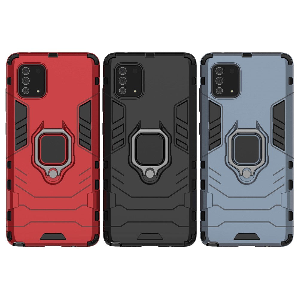 With Ring Holder Kickstand PC+TPU Cover for Samsung Galaxy A91 / S10 Lite