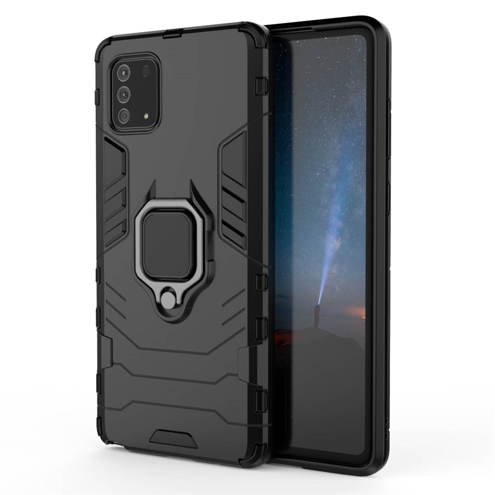 With Ring Holder Kickstand PC+TPU Cover for Samsung Galaxy A91 / S10 Lite