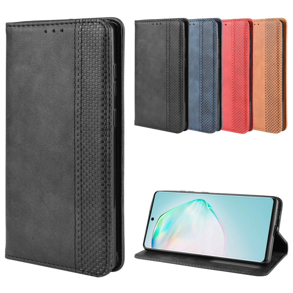 Vintage Style Leather Wallet Stand Phone Cover for Samsung Galaxy A91/M80S/S10 Lite