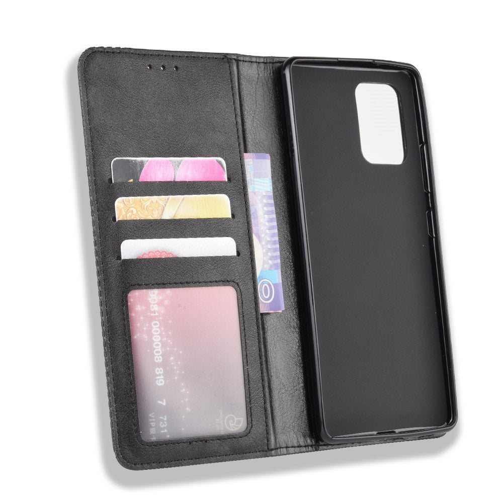 Vintage Style Leather Wallet Stand Phone Cover for Samsung Galaxy A91/M80S/S10 Lite