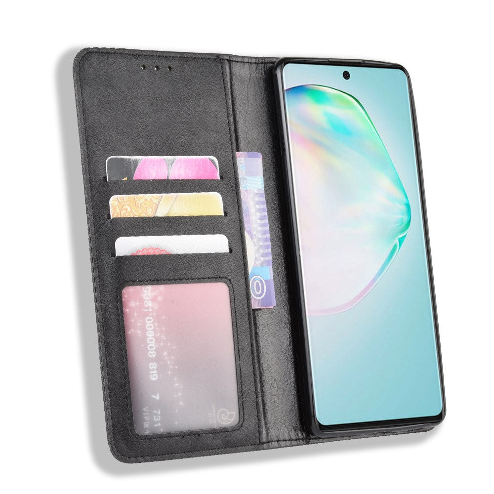 Vintage Style Leather Wallet Stand Phone Cover for Samsung Galaxy A91/M80S/S10 Lite