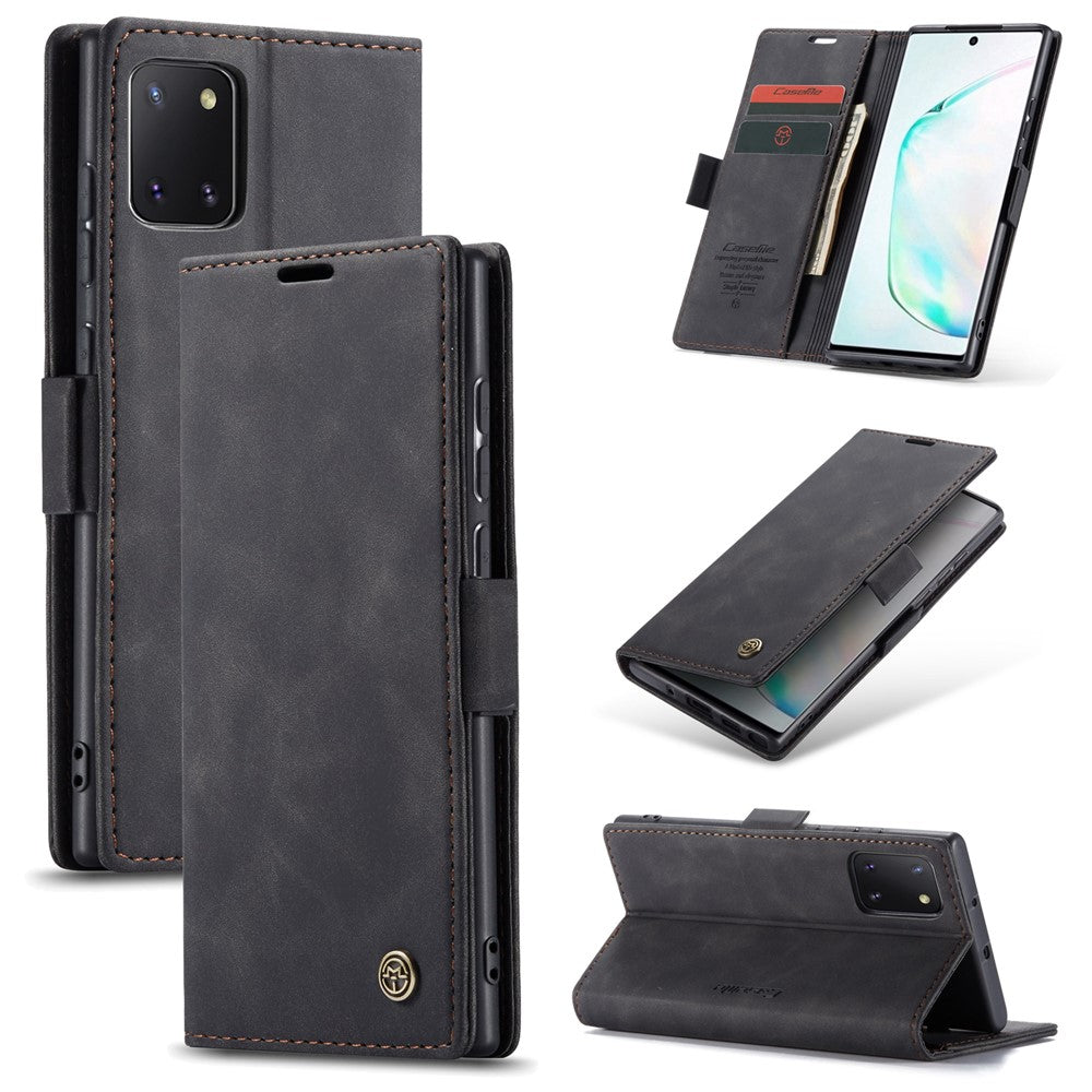 CASEME 013-serien autoabsorberende læder flip cover til Samsung Galaxy A81/Note 10 Lite