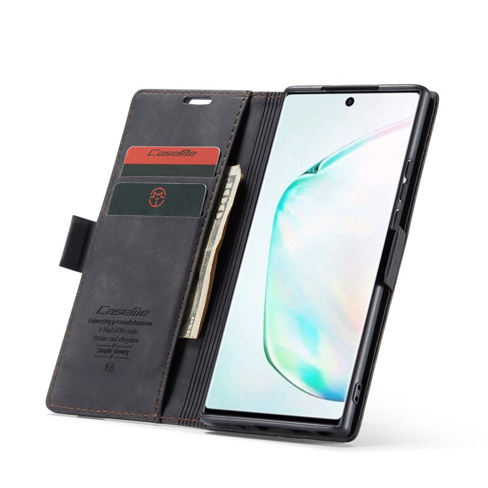 CASEME 013-serien autoabsorberende læder flip cover til Samsung Galaxy A81/Note 10 Lite