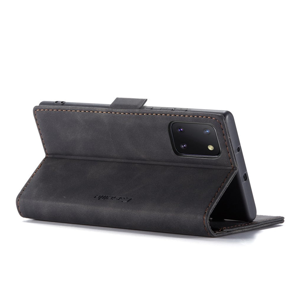 CASEME 013-serien autoabsorberende læder flip cover til Samsung Galaxy A81/Note 10 Lite
