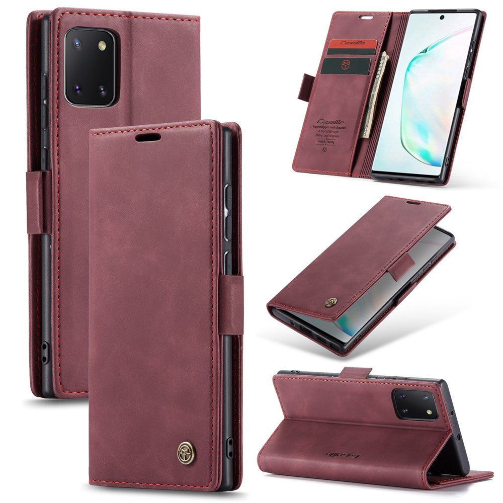 CASEME 013-serien autoabsorberende læder flip cover til Samsung Galaxy A81/Note 10 Lite