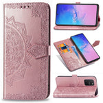 Embossed Mandala Flower Wallet Leather Stand Phone Protection Cover for Samsung Galaxy A91/S10 Lite