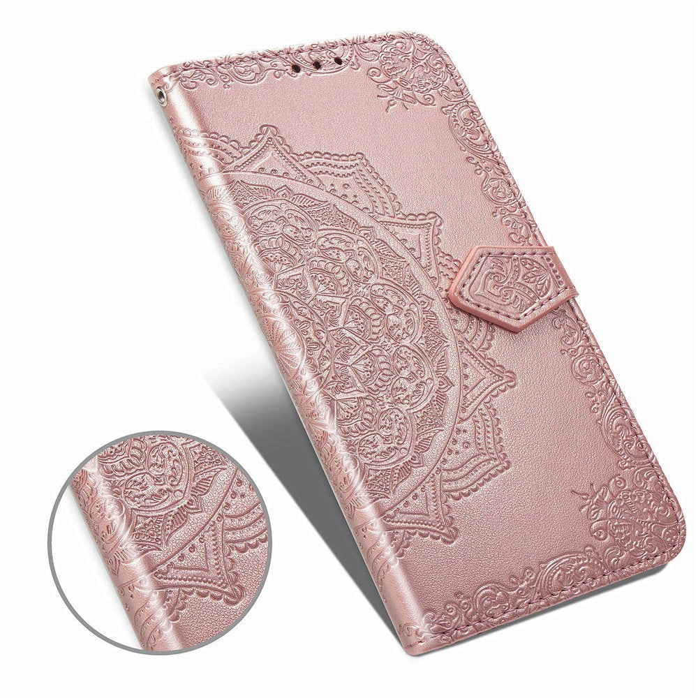 Embossed Mandala Flower Wallet Leather Stand Phone Protection Cover for Samsung Galaxy A91/S10 Lite