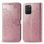 Embossed Mandala Flower Wallet Leather Stand Phone Protection Cover for Samsung Galaxy A91/S10 Lite