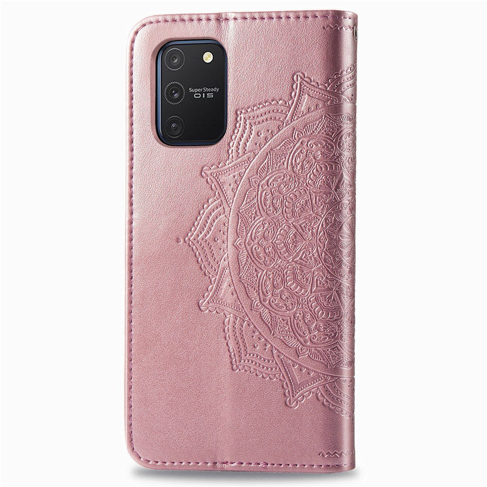 Embossed Mandala Flower Wallet Leather Stand Phone Protection Cover for Samsung Galaxy A91/S10 Lite