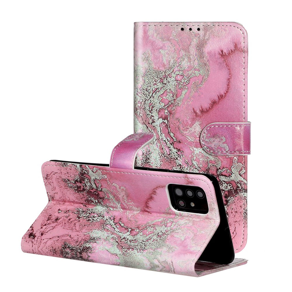Mönstertryck PU-läder plånboksfodral till Samsung Galaxy A51