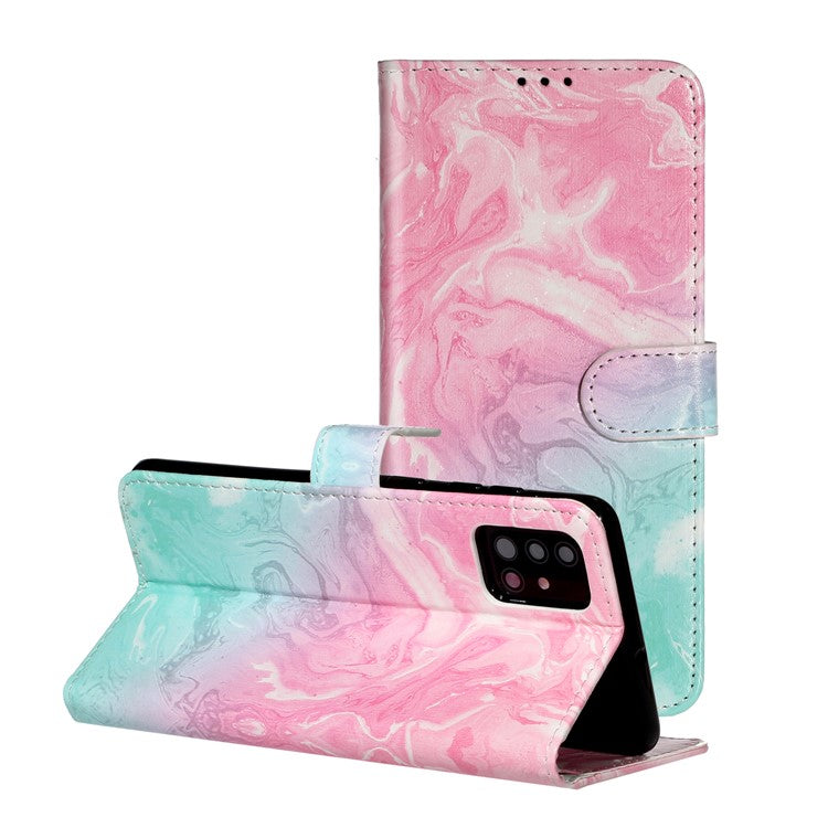 Mönstertryck PU-läder plånboksfodral till Samsung Galaxy A51