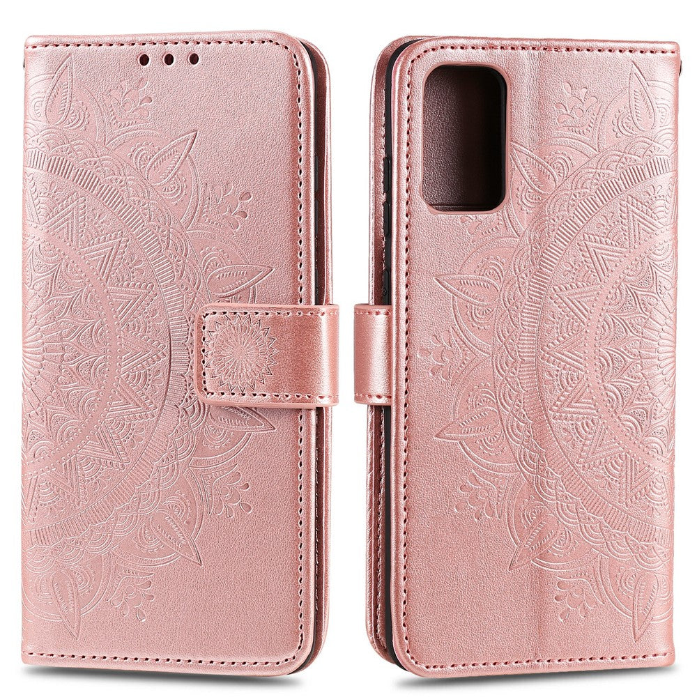 Imprint Flower Leather Wallet Phone Cover for Samsung Galaxy A41