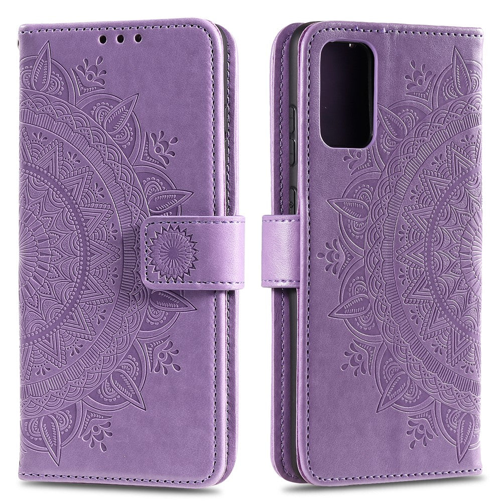 Imprint Flower Leather Wallet Phone Cover for Samsung Galaxy A41