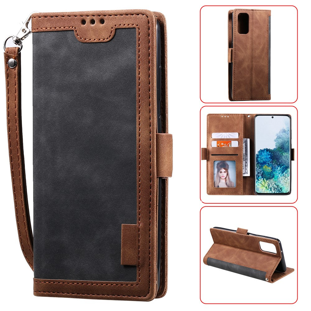 Vintage Splicing Leather Phone Shell with Wallet Stand for Samsung Galaxy S20 4G/S20 5G