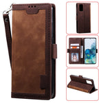 Vintage Splicing Leather Phone Shell with Wallet Stand for Samsung Galaxy S20 4G/S20 5G