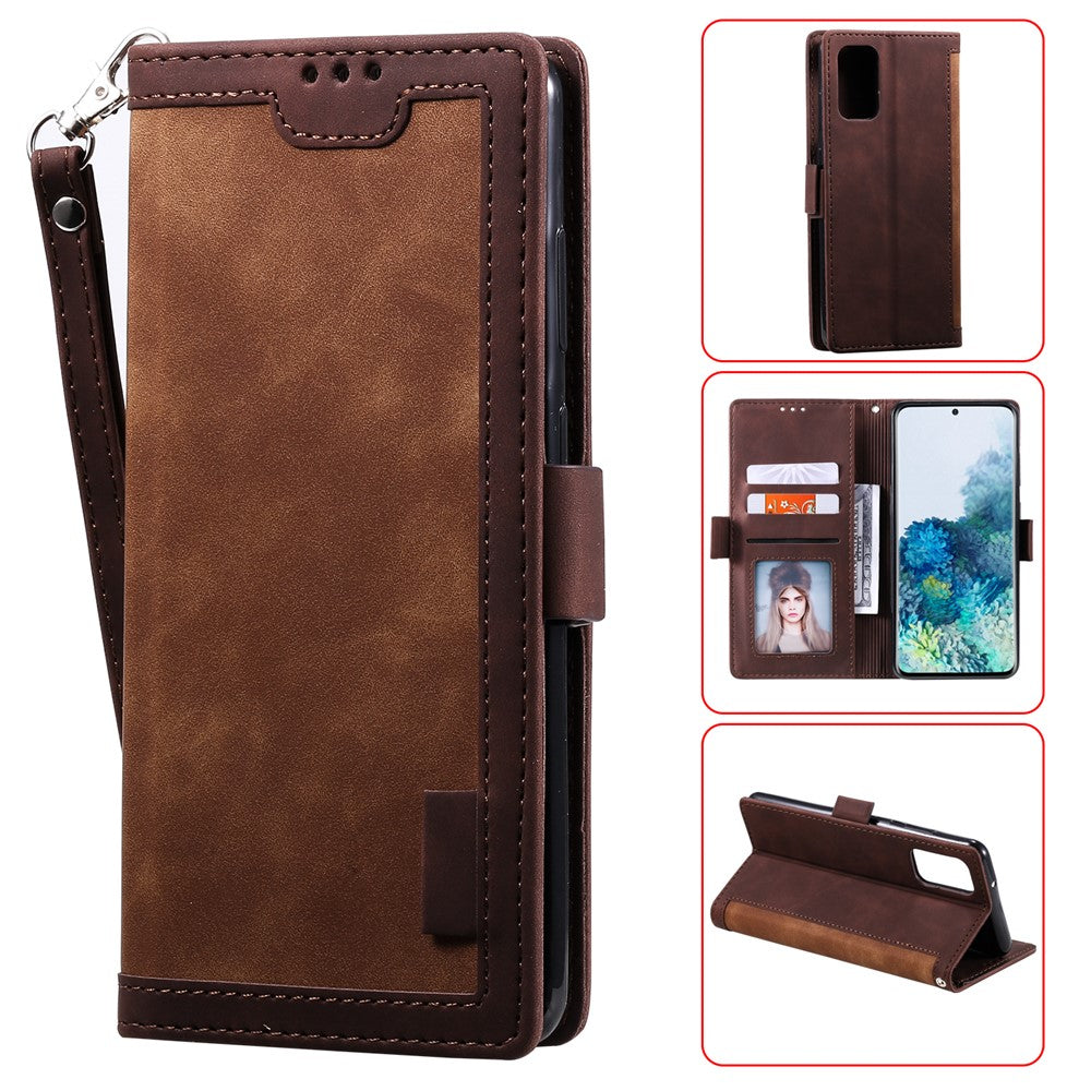 Vintage Splicing Leather Phone Shell with Wallet Stand for Samsung Galaxy S20 4G/S20 5G