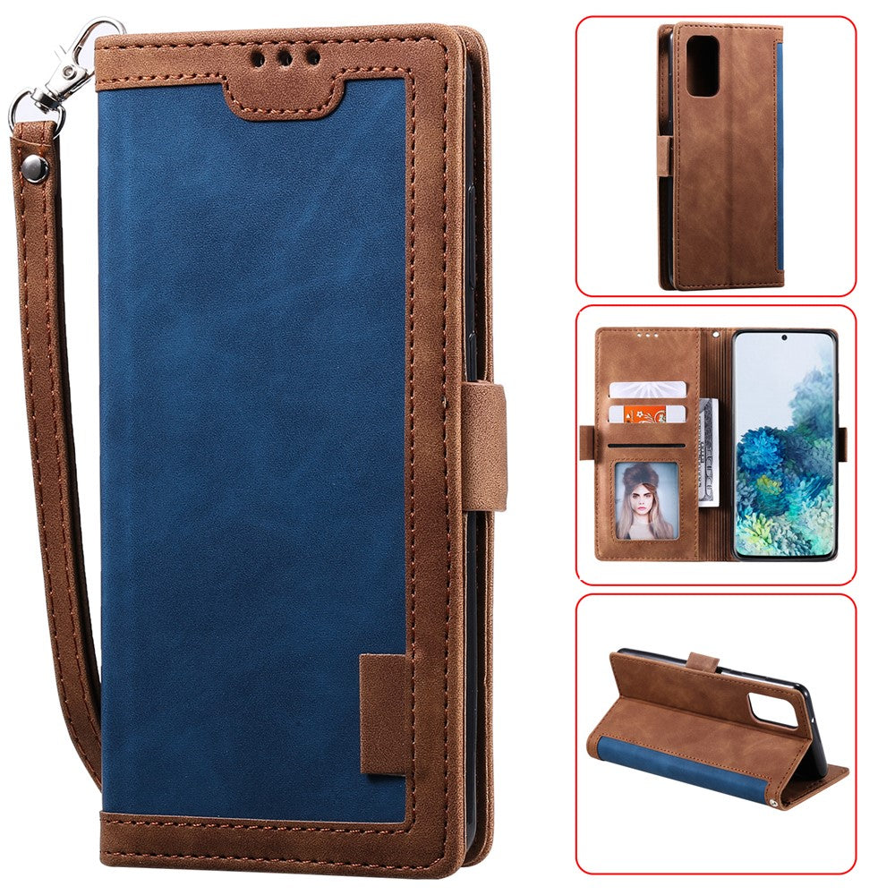 Vintage Splicing Style Wallet Stand Leather Phone Cover for Samsung Galaxy S20 Plus