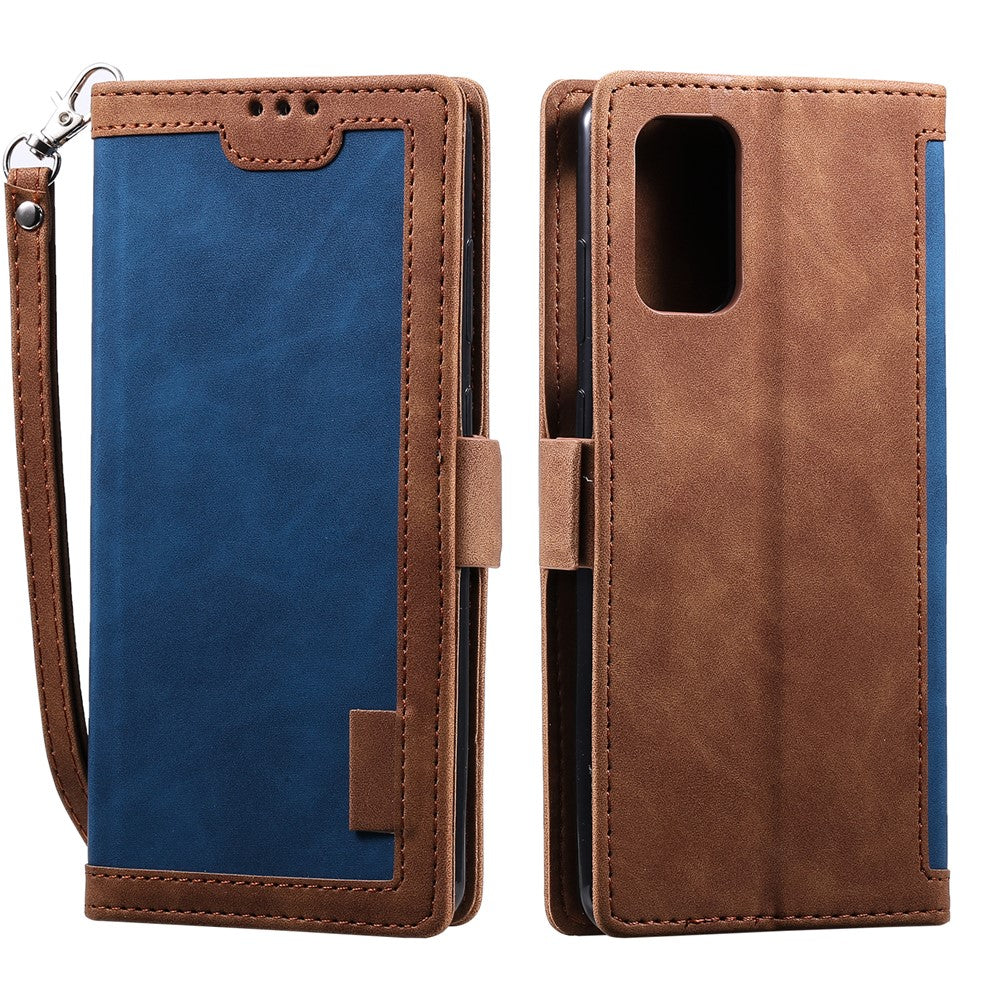 Vintage Splicing Style Wallet Stand Leather Phone Cover for Samsung Galaxy S20 Plus