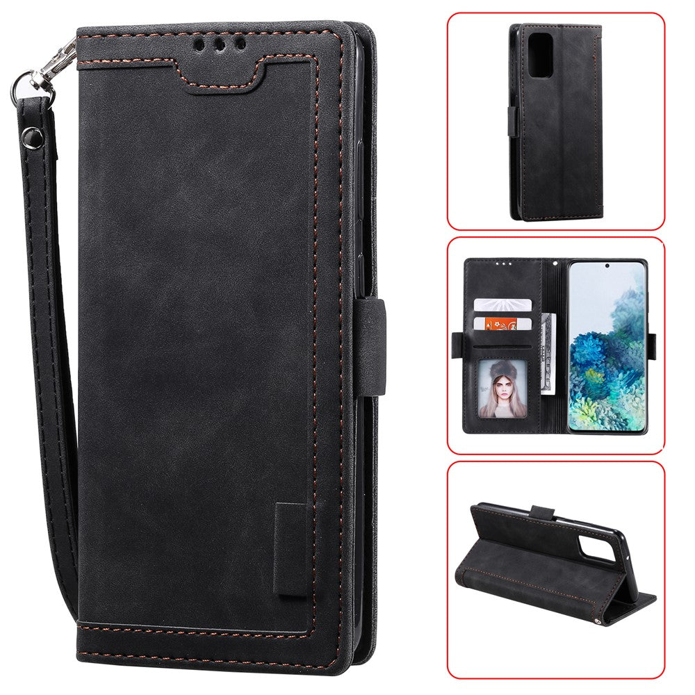 Vintage Splicing Style Wallet Stand Leather Phone Cover for Samsung Galaxy S20 Plus