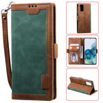 Vintage Splicing Style Wallet Stand Leather Phone Cover for Samsung Galaxy S20 Plus