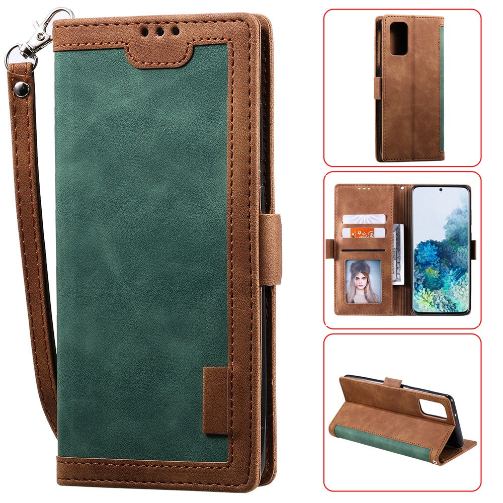 Vintage Splicing Style Wallet Stand Leather Phone Cover for Samsung Galaxy S20 Plus