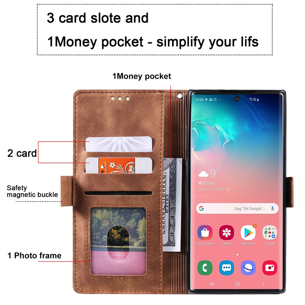 Retro læder-telefoncover med syninger til Samsung Galaxy Note 10 Pro