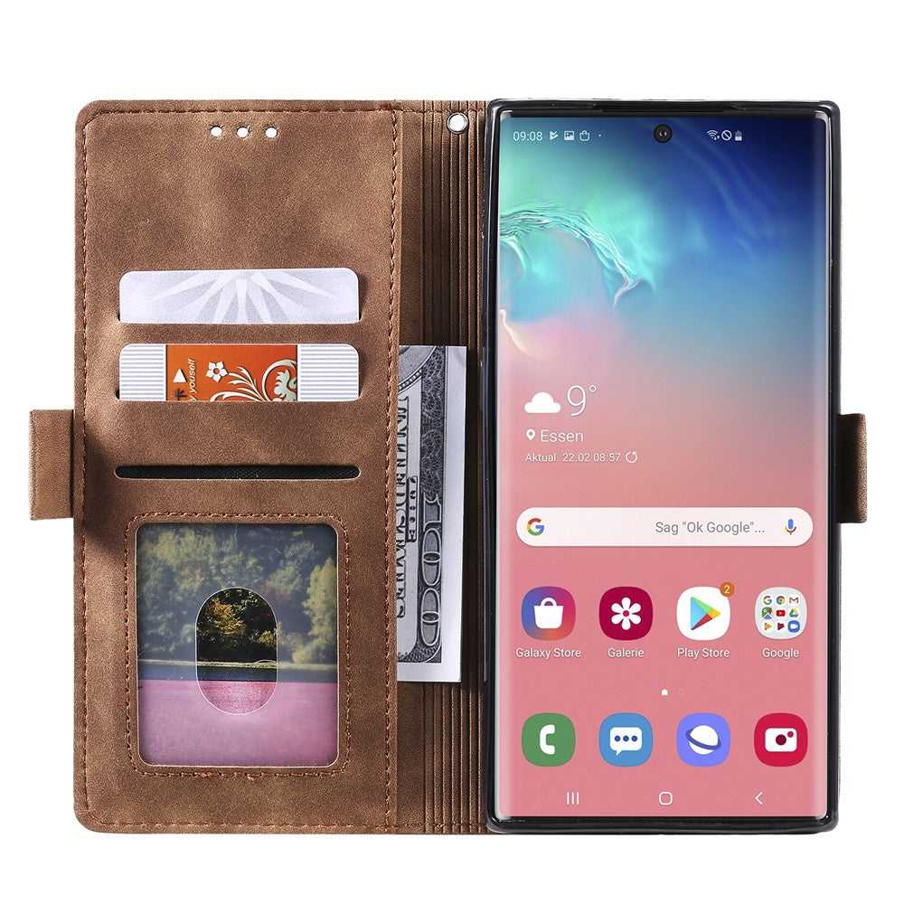 Retro læder-telefoncover med syninger til Samsung Galaxy Note 10 Pro