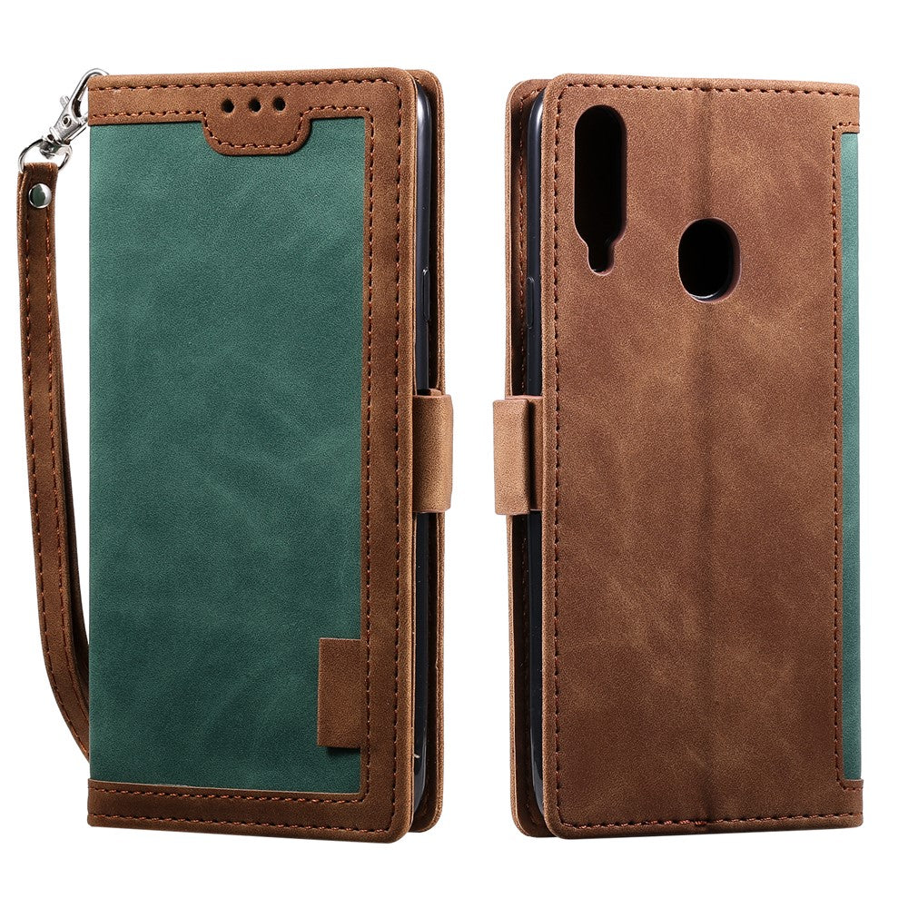 Vintage Splicing Style Wallet Stand Leather Flip Phone Case for Samsung Galaxy A20s