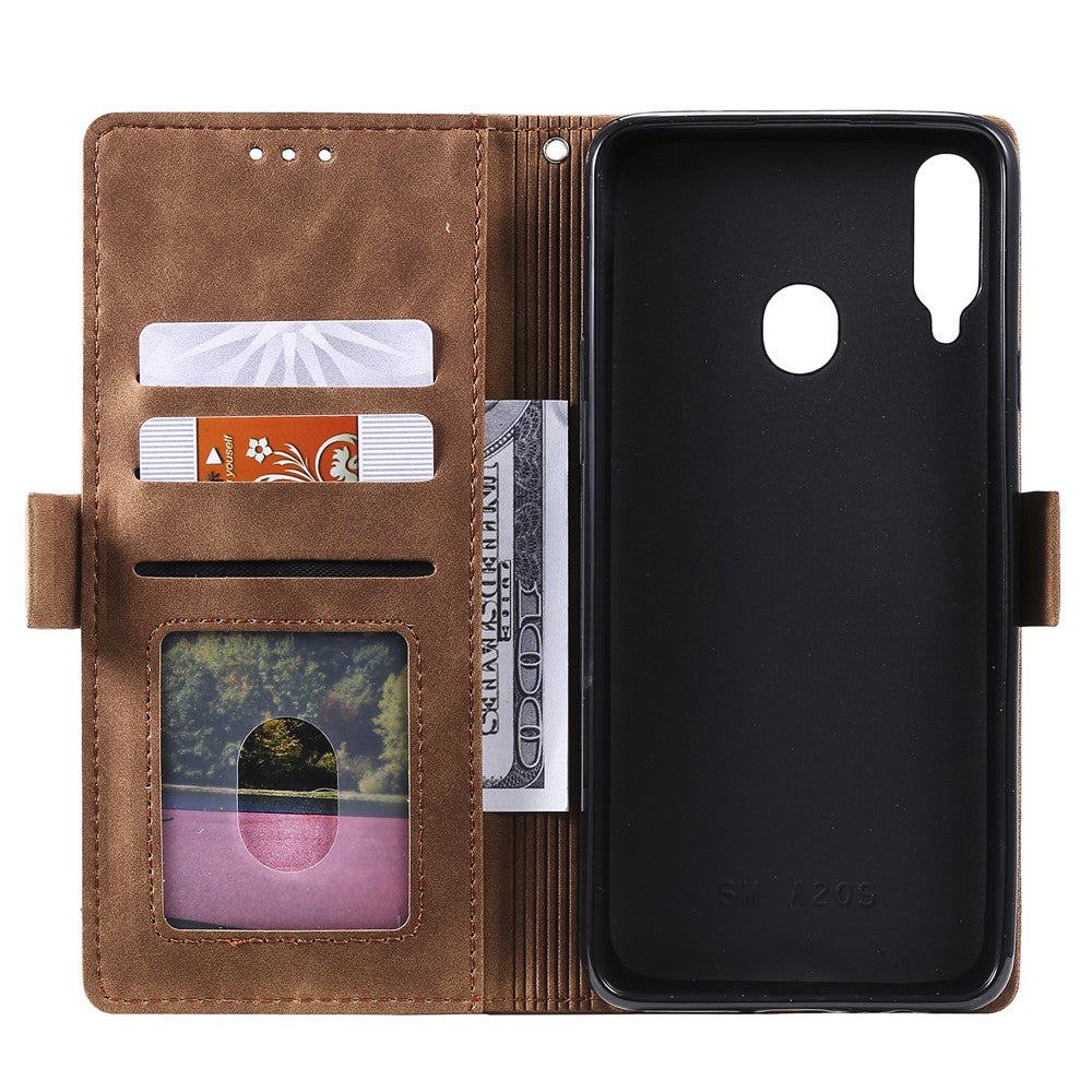 Vintage Splicing Style Wallet Stand Leather Flip Phone Case for Samsung Galaxy A20s