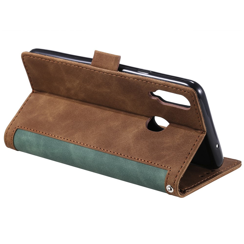 Vintage Splicing Style Wallet Stand Leather Flip Phone Case for Samsung Galaxy A20s