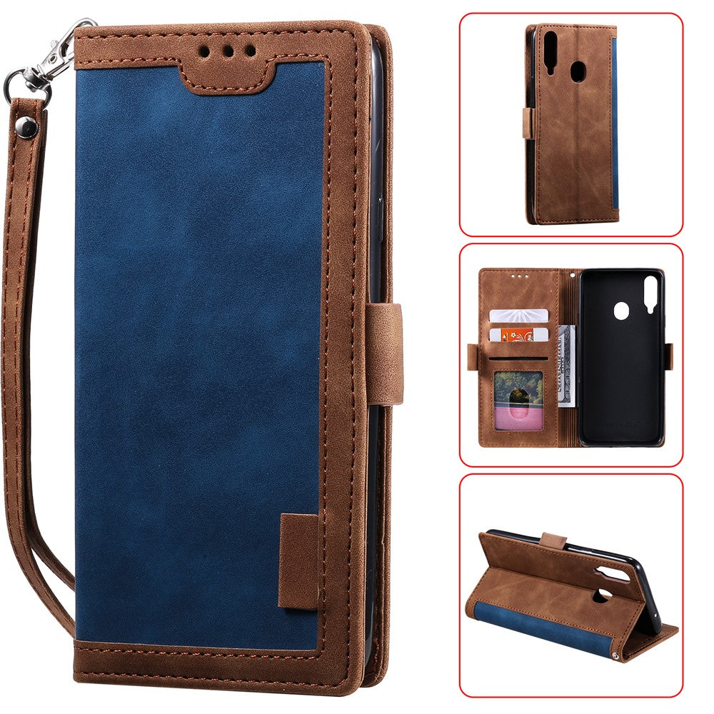 Vintage Splicing Style Wallet Stand Leather Flip Phone Case for Samsung Galaxy A20s
