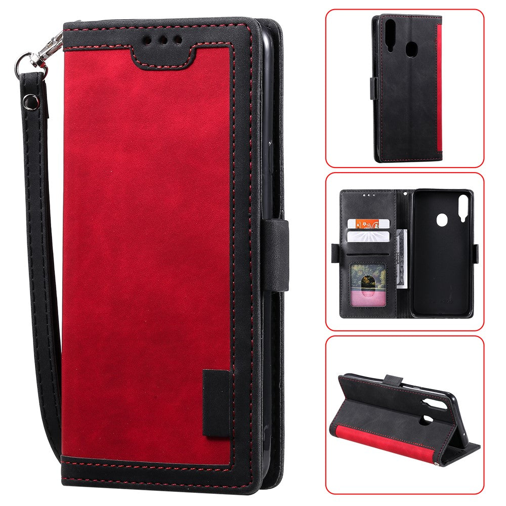 Vintage Splicing Style Wallet Stand Leather Flip Phone Case for Samsung Galaxy A20s