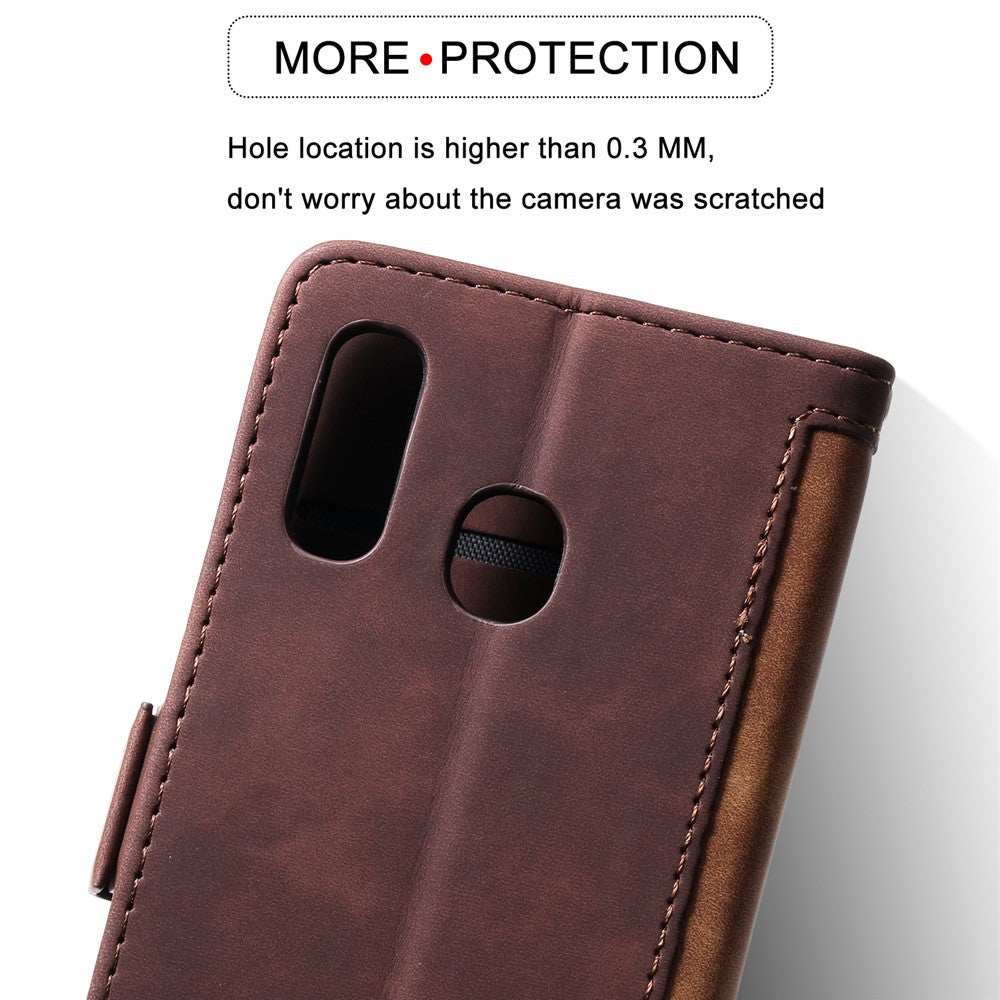 Vintage Pung i Sammenføjningsstil Stativ Etui i Læder til Samsung Galaxy A20e