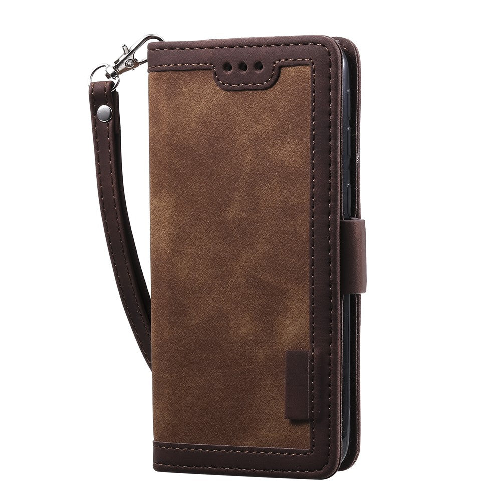 Vintage Pung i Sammenføjningsstil Stativ Etui i Læder til Samsung Galaxy A20e