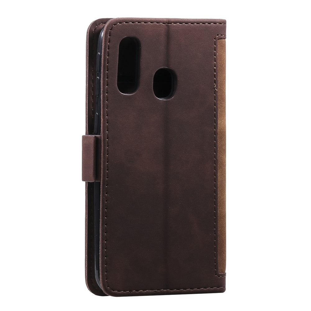 Vintage Pung i Sammenføjningsstil Stativ Etui i Læder til Samsung Galaxy A20e