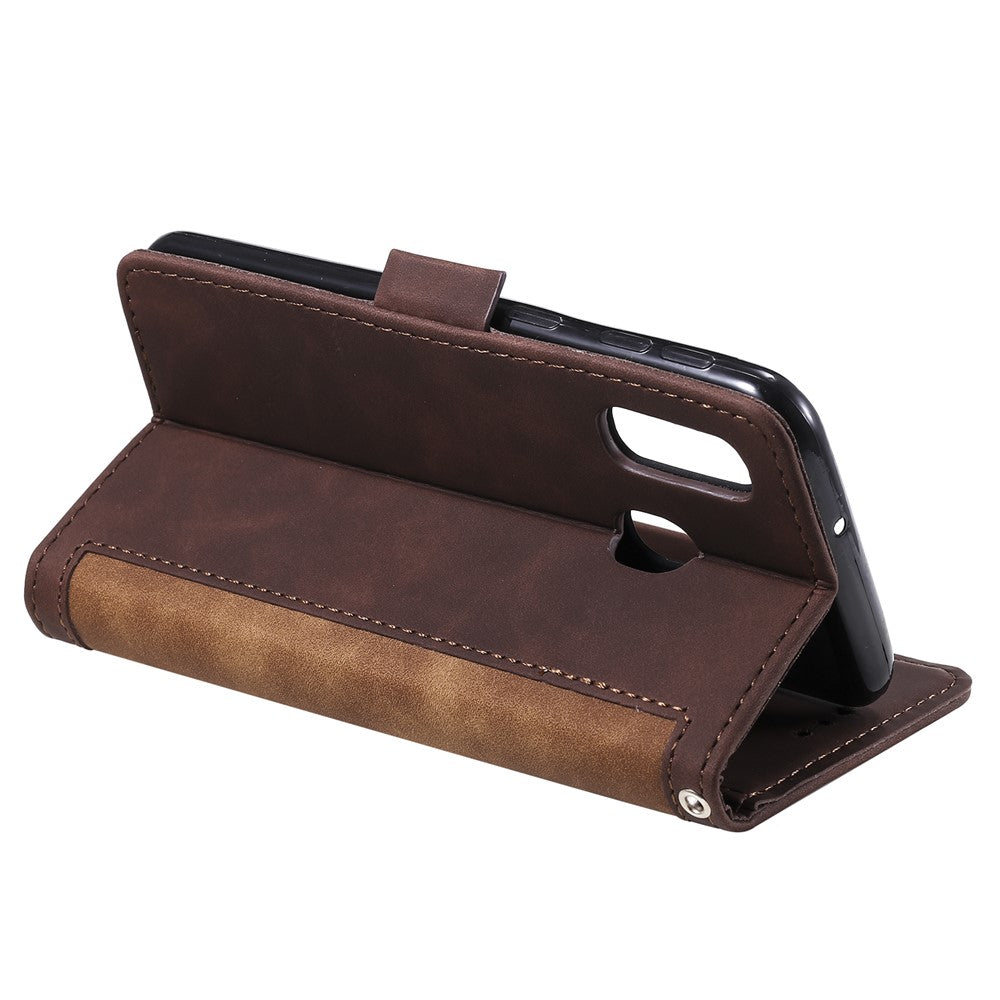 Vintage Pung i Sammenføjningsstil Stativ Etui i Læder til Samsung Galaxy A20e